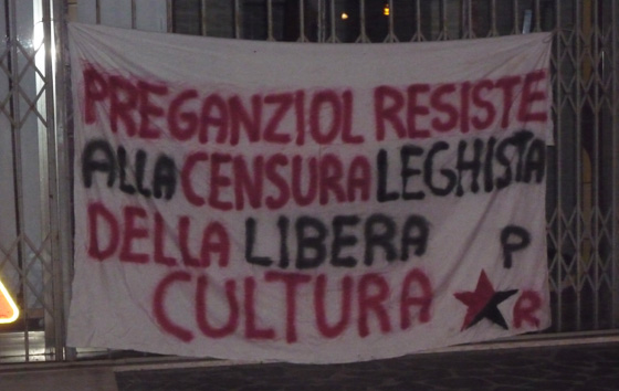 STRISCIONE APPARSO NELLA NOTTE A PREGANZIOL