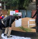 Il simbolico funerale per gli alberi abbattuti a Mogliano per far spazio a una nuova mega palazzina