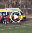 Ambulanza impantanata alla partita di Rugby, la 