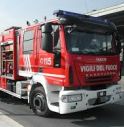 Camion in corsa in fiamme