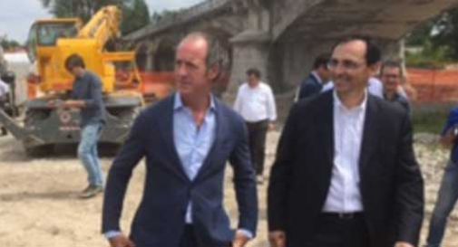 Susegana, Zaia in sopralluogo al cantiere del Ponte della Priula