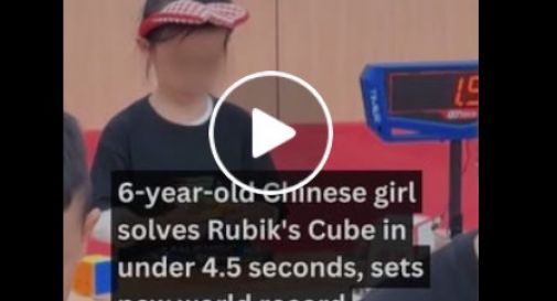Bambina prodigio stabilisce il record mondiale: risolve il cubo di Rubik in poco più di quattro secondi 