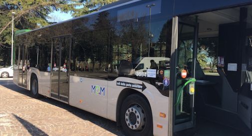 Autobus centra donna a piedi in centro a Treviso