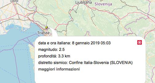 Trema la terra a Trieste: scossa di terremoto al confine con la Slovenia