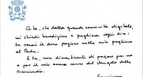 Lettera Papa Francesco per Paolo Berro